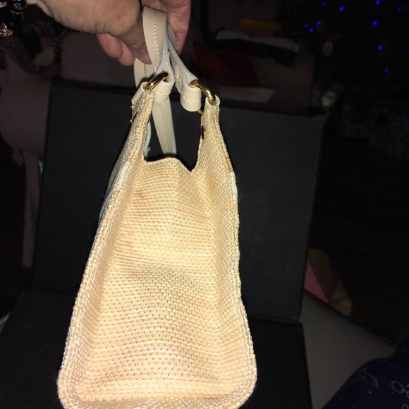 Vintage Rare Mini Estinne Aigner Woven Straw Purse with Leather Trim from the 80 - Picture 5 of 12